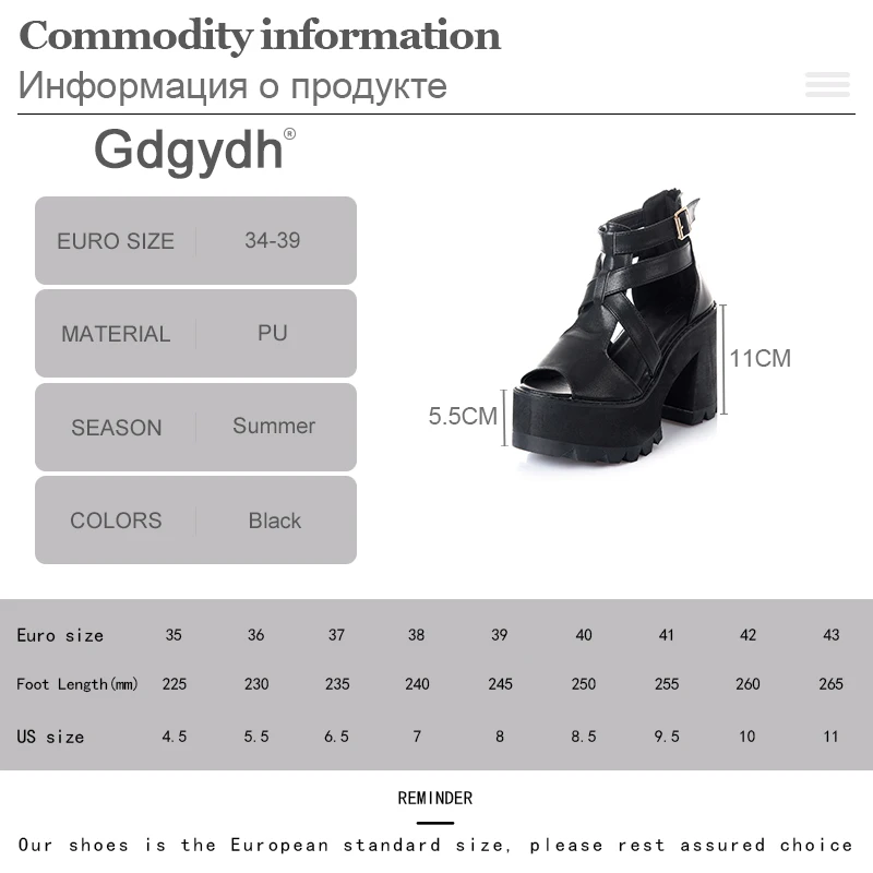 

Gdgydh Fashion Cool Girls Thick Sole Sandals Gladiator Platform Heel Peep Toe Black Chunky Sandals Women 2021 Summer Street Walk