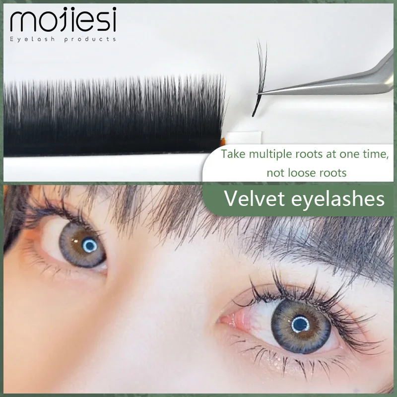 

Mojiesi B/C/D Curl Personal Eyelashes Black Mink Hair Multi-Root Eyelashes Grafting Non-Spattering False Eyelashes Professional