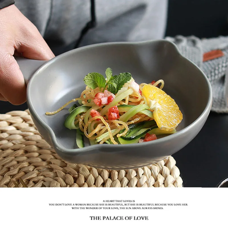 Скандинавский керамический поднос для закусок с ручкой фарфоровый горшок