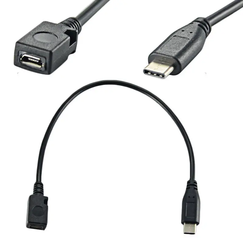 

25cm USB3.1 Type C Male To Micro USB 2.0 5P Female Data Angled Charging data short-term Cable For Phone/Tablet
