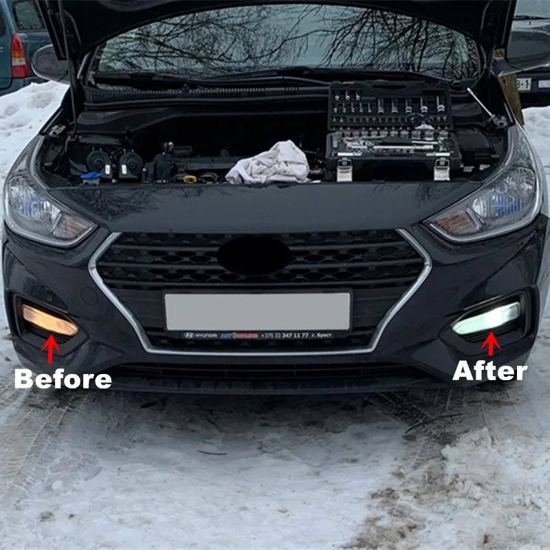 2x1156 BA15S 3030 21SMD Canbus Белый светодиодный DRL для Hyundai Solaris 2014 2019|Сигнальная лампа| |