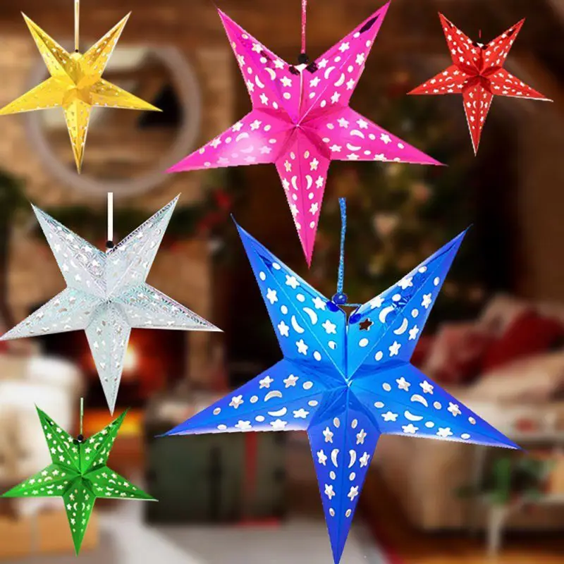 Лазерная бумажная Трехмерная пятиконечная звезда подвеска праздничное