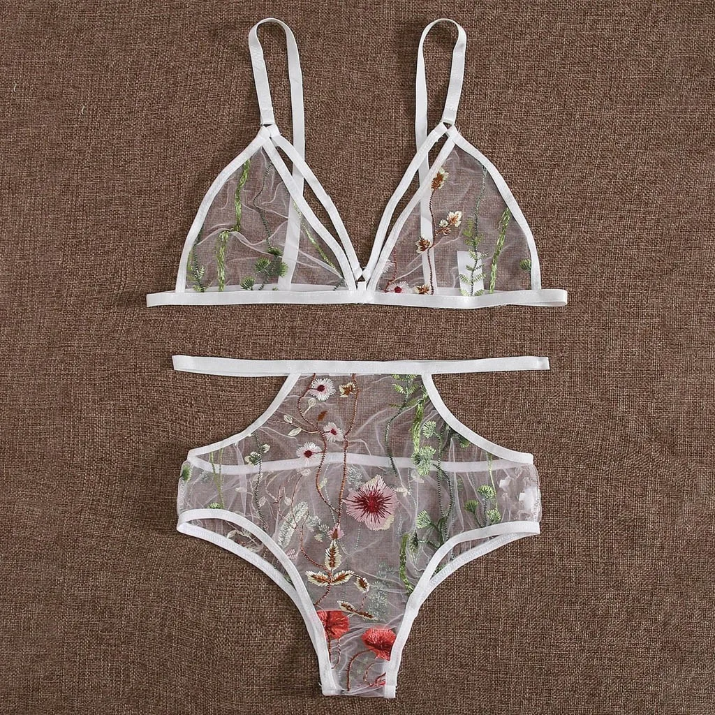

S-3XL Erotic Lingerie Sexy Women Underwear Embroidery Lace Sensual Lingerie Woman Sexy Undewear Porno Transparent Mujer Bra Set