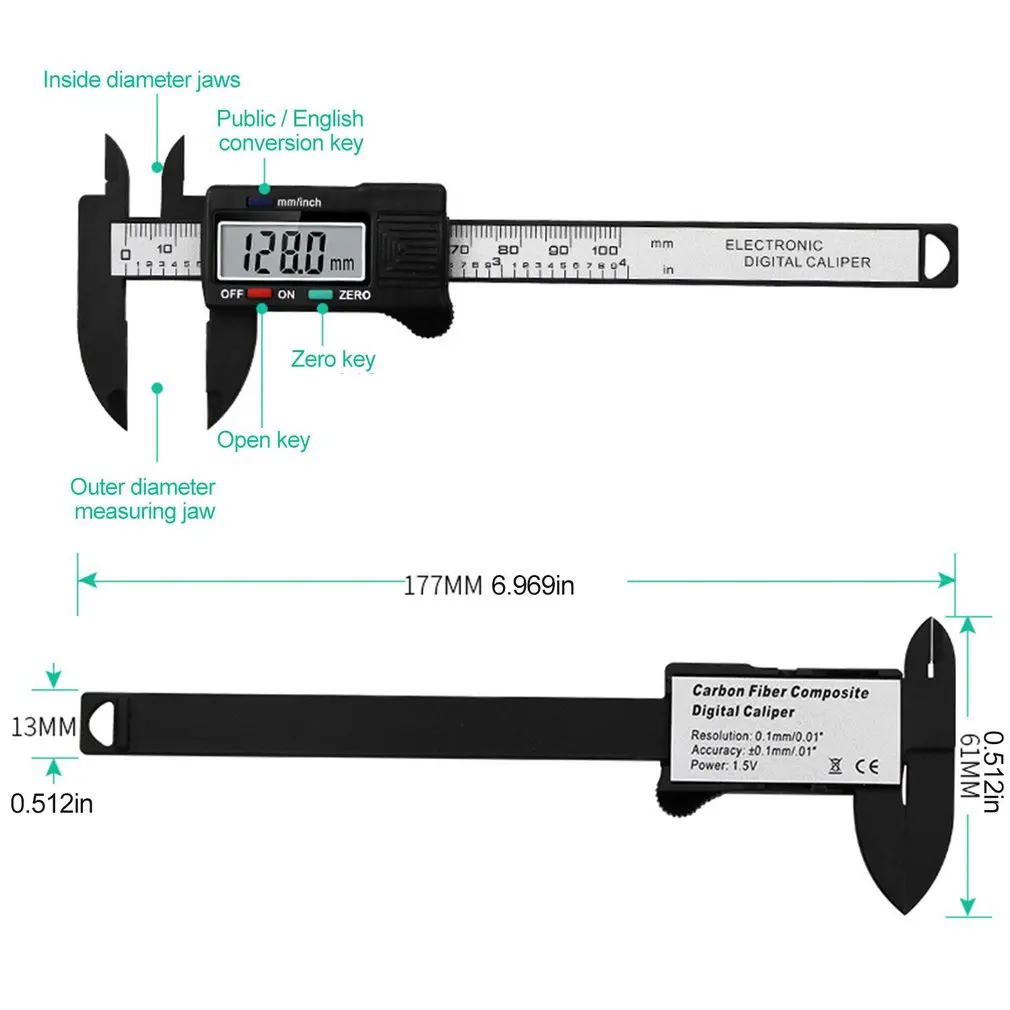 

0-100mm Precision Electronic Digital LCD Vernier Caliper Tool Ruler Micrometer Measuring Tools Gauge Caliber Vernier