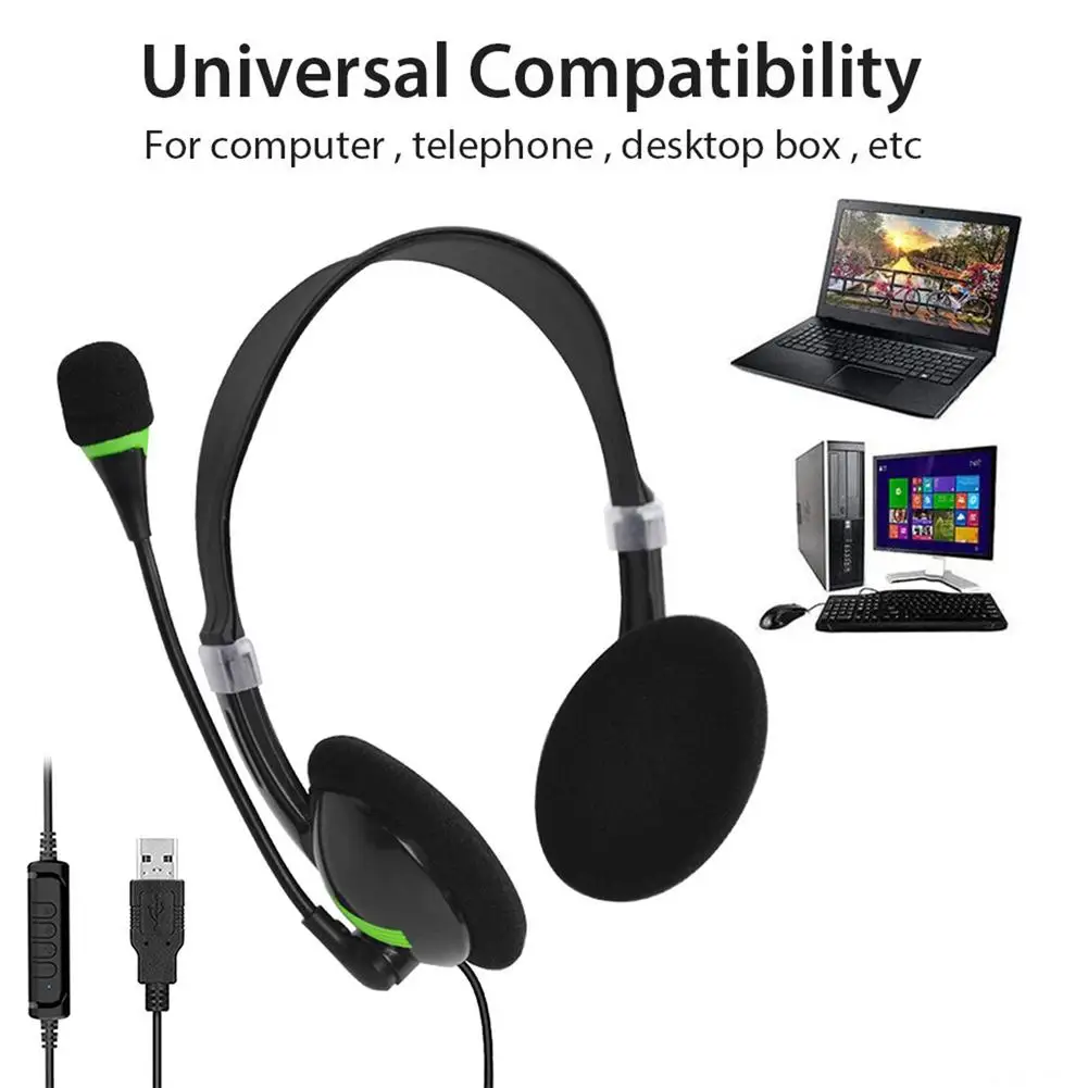 Call Center USB Headset Noise Cancelling Headphone with mic Wired USB Headset Adjustable Comfortable Earphone clear calls
