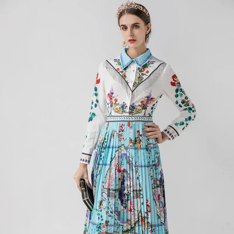 Дизайнерское осеннее офисное платье moda feminina с длинным рукавом украшенное