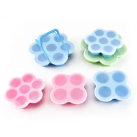 baby silicone auxiliary food box storage box silicone four hole ice grid with cover silicone fruit breast milk storage box