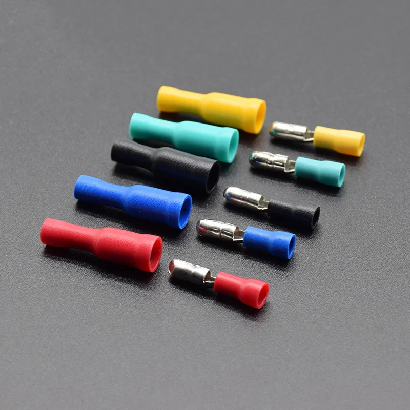 

50pcs 25pcs Female 25pcs Male Insulated Electric Connector Crimp Bullet Terminal For 22~16 AWG Audio Wiring FRD MPD1.25-156
