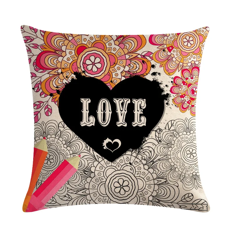 Чехол на подушку с надписью love чехол цветочным принтом для подушки в богемном