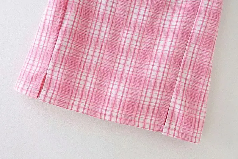 Woah 2020 Ms XC1700 European and American wind new skirt pink plaid skirts | Женская одежда