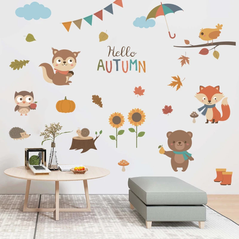 

Cute cartoon squirrel decorative stickers wall stickers living room bedroom children's room decorative wall stickers