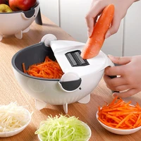 multifunctional rotate vegetable cutter with drain basket household potato slicer radish grater kitchen tools