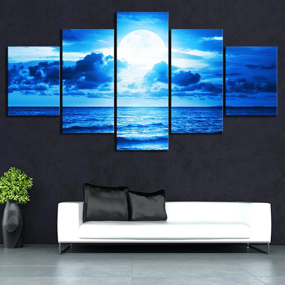 5 шт. высокой четкости изображения полнолуние лунный свет море океан пейзаж