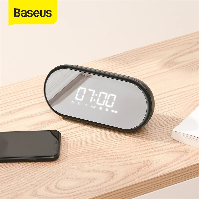 Baseus светодиодный Будильник FM радио беспроводной Bluetooth динамик Портативный