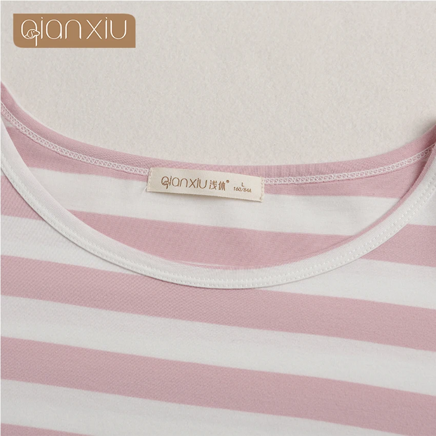 Qianxiu Spring And Autumn Popular New Women Pure Cotton Round Neck Long Sleeve Comfortable Nightdress Girl Sexy Nightgown | Женская