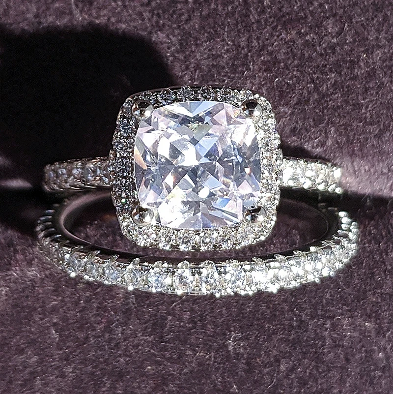 Женский комплект обручальных колец обручальные кольца из стерлингового серебра