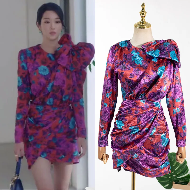 

kpop Seo Yea Ji summer fashion new design irregular sexy High waist dress women Streetwear personality long sleeved mini dresses