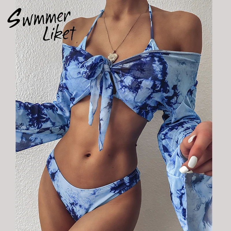 Холтер из трех предметов бразильский купальник стринги Женский треугольный