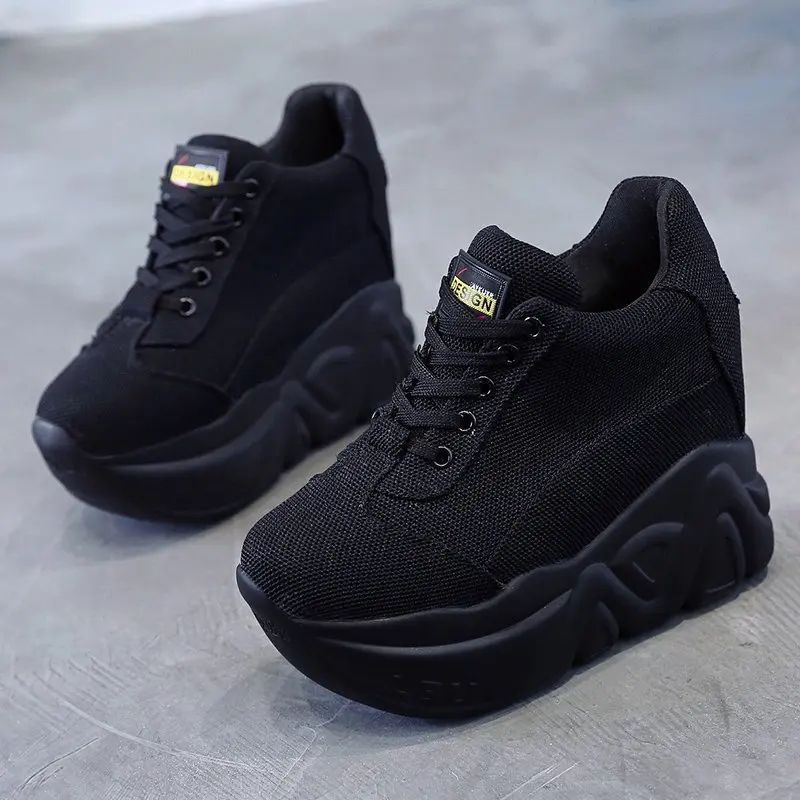 

Ladies 11CM High Heeled Fashion Sneakers Women Platform Shoes Woman Thick Bottom Chunky Sneakers Female Wedges Casual Shoes