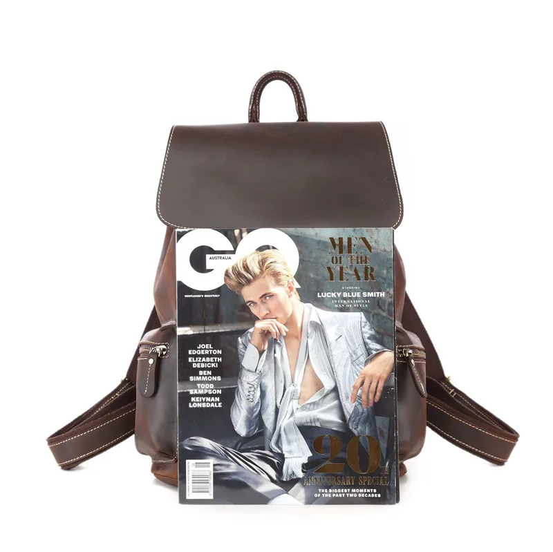 Рюкзак из натуральной кожи для мужчин и женщин винтажный дорожный Повседневный