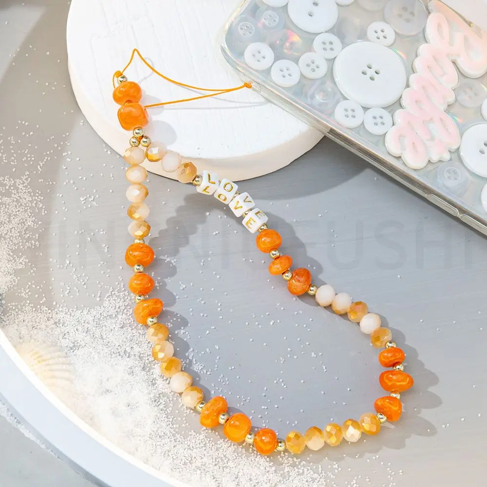 Шнурок для телефона подвеска с кристаллами против потери акриловые бусины