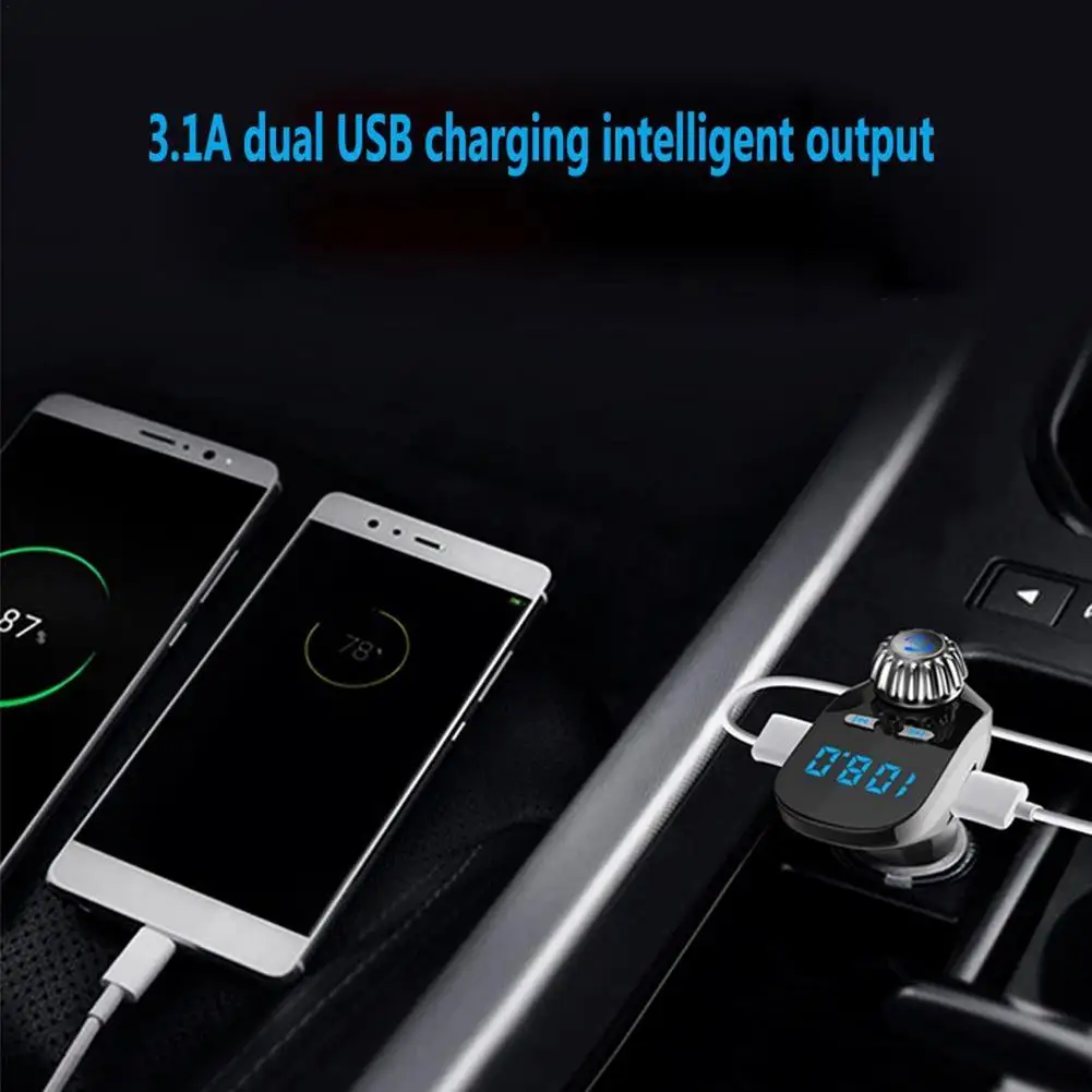 

New LED FM Transmitter Compatible 5.0 Car Kit Dual USB Car Charger 5V/3.1A 2 USB MP3 G95 Music Player Support TF/U D