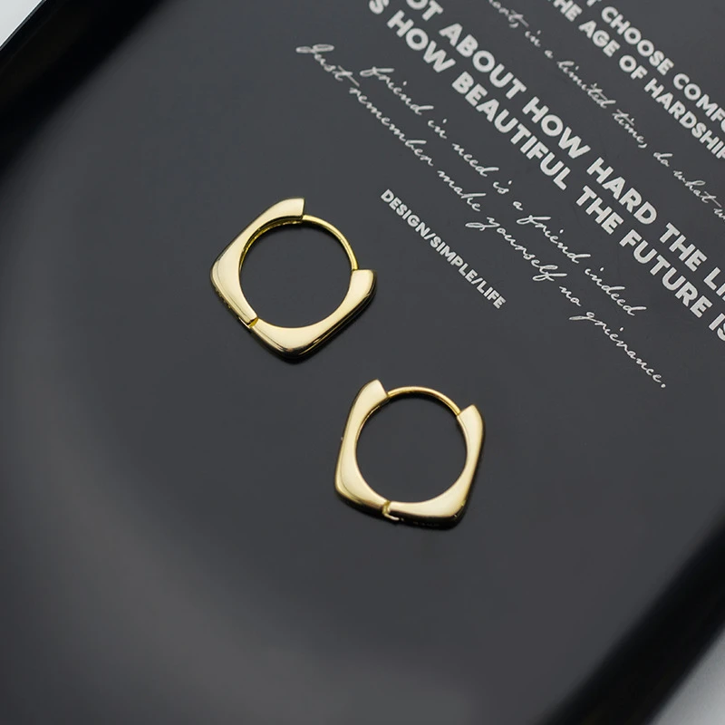 

925 Sterling Silver Fashion Korean Jewelry Simple Geometric Buckle Stud Earrings For Women Lady Daughter Gifts