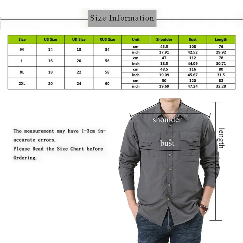 Oeak мужская рубашка-карго с длинным рукавом, однотонная тактическая рубашка Camisa Masculina, свободные быстросохнущие рубашки для прогулок, повседневный мужской топ