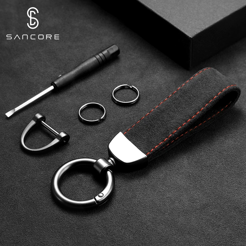 SanCore деловой стиль Алькантара автомобильный брелок для ключей ремешки 5 цветов