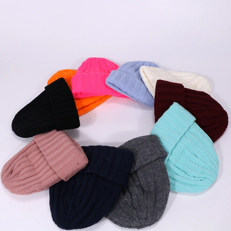 Шапка бини в стиле хип хоп для мужчин и женщин однотонная вязаная шапка Мягкая