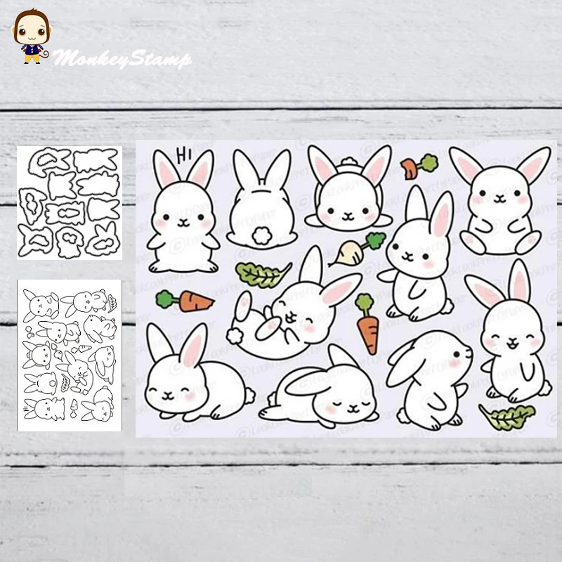 Металлические штампы и MonkeyStamp в форме кролика для скрапбукинга фотоальбома