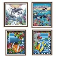 patterned cross stitch kit underwater world goldfish small fish embroidery 14ct 11ct needlework diy kit home decoration painting