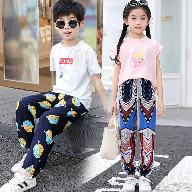 

Kids Pants Summer 2022 Leggings Boys Girls Anti Mosquito Trouser Candy Color Floral Baby Pajamas Pour Filles 2 4 5 6 8 9 12 Y