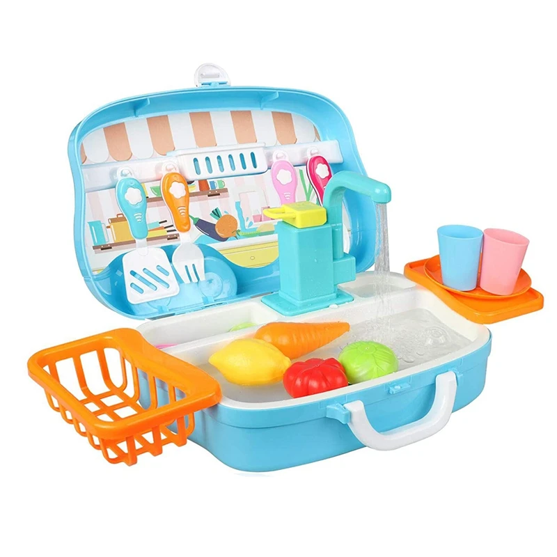 

Kids Play Sink Children Electric Dishwasher Kitchen Set with Water Cycle System Pretend Role Play Toy for Boys Girls