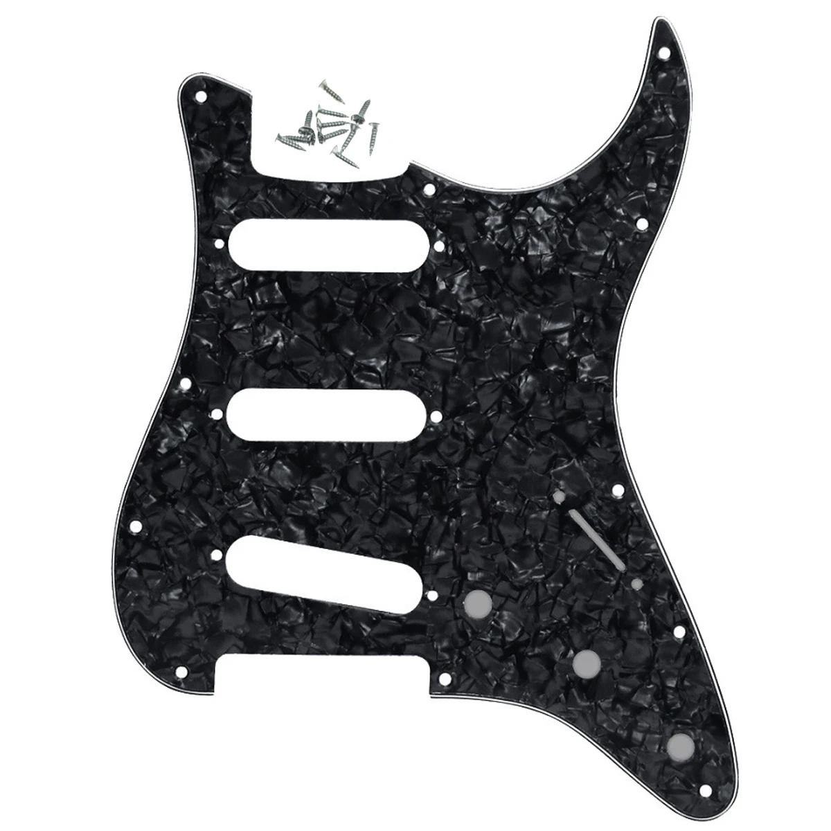 

11 Holes Black Pearl SSS Pickguard Strat White Scratch Plate W/ Screws Single Coil Pickups Guitar Pickguard for American Fender