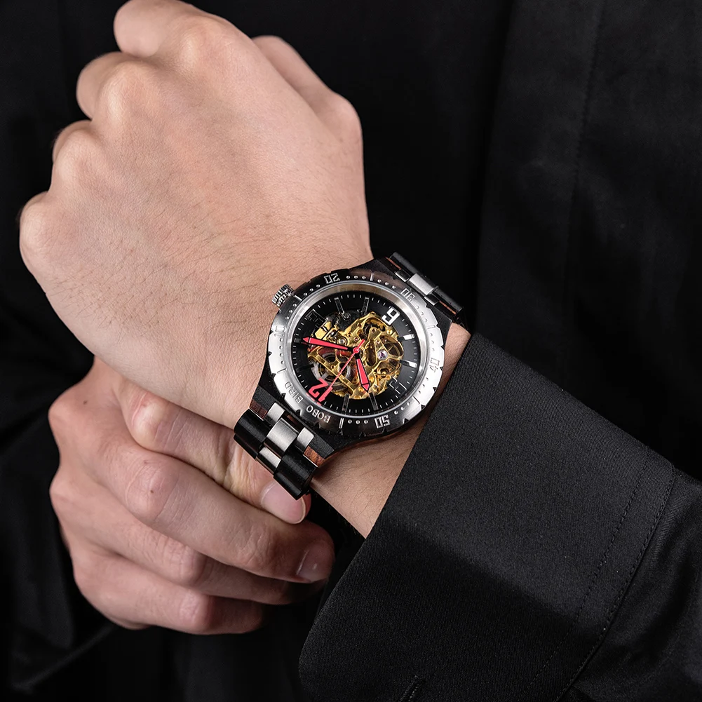 Часы мужские механические деревянные с логотипом на заказ | Наручные часы