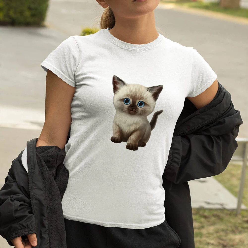 

Cute Siamese Cat T-shirt Women Summer Short Sleeve Clothing Urbano Casual Tops Ropa Mujer Girl Power Tshirt Spain Free Shipping