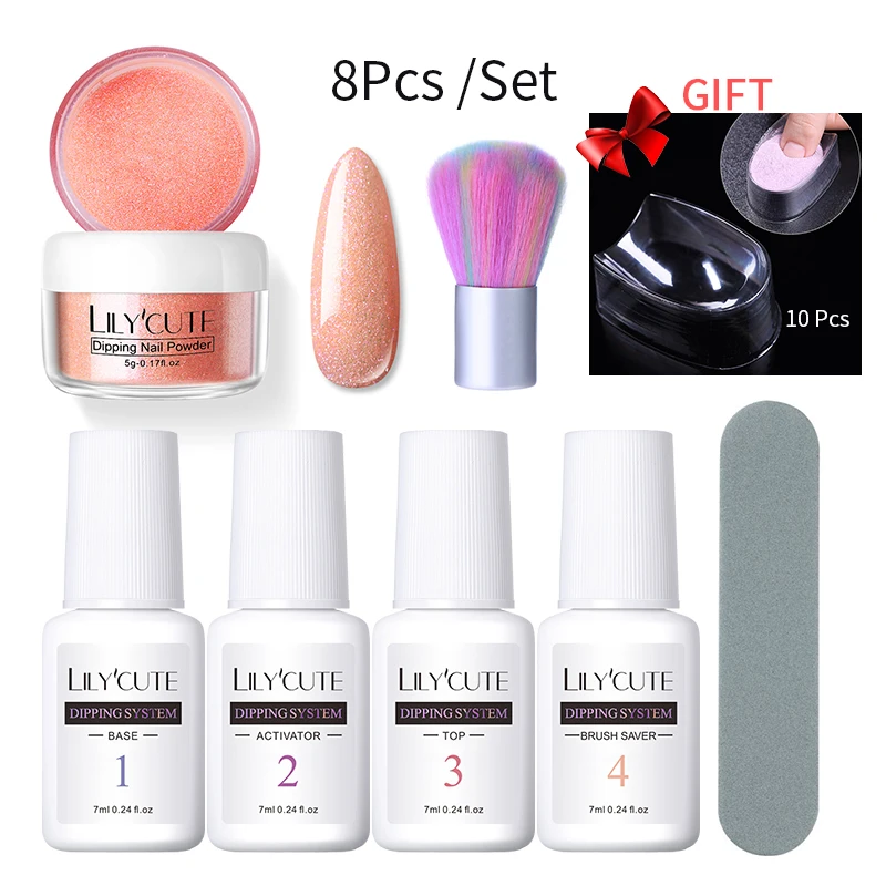 8 Pcs Kit 05 LILYCUTE комплект погружения ногтей Блеск порошок комплект Градиент Французский ногтей косметическая пудра Kit Красочные голографические натуральный сухой пигмент 2/3/4/8 шт - Цвет: 8 Pcs Kit 05