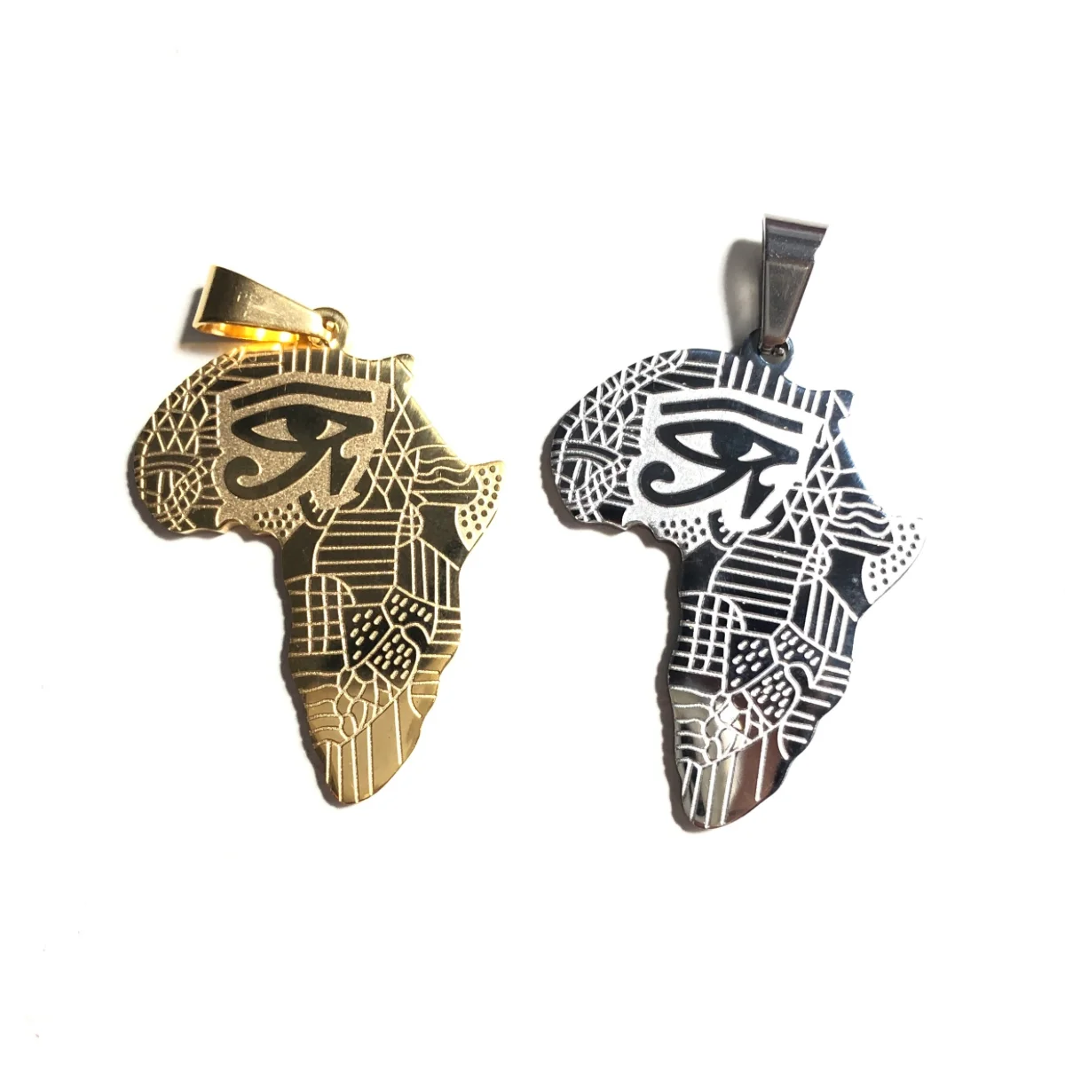 Colgante de 5 piezas de acero inoxidable hecho con ojos egipcios de Horus, mapa de África, pulsera para niña, collar, fabricación de joyas chapadas en oro a granel