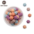 Восьмиугольные силиконовые бусины Let's make, 14 мм, 10 шт., можно жевать, ювелирные изделия сделай сам, аксессуары для ухода за ребенком, Прорезыватель для зубов без бисфенола А