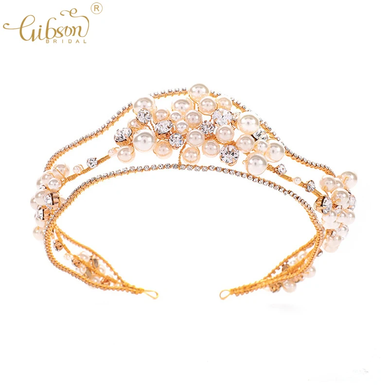 

Роскошная жемчужная барочная Свадебная Корона тиары аксессуары для волос свадебное платье Женская повязка для волос