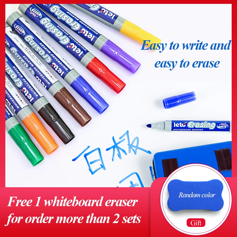 

Whiteboard Marker Pen 8/12 colors Permanent Quick Drying Board Markers Signature Pen Drawing Stationery Office School supplies