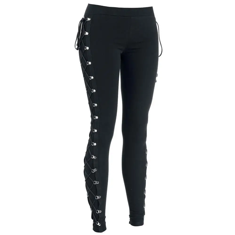 

70% Hot Sell Fashion Solid Color Women's Pencil Pants Side Ribbed Straps Skinny Leggings