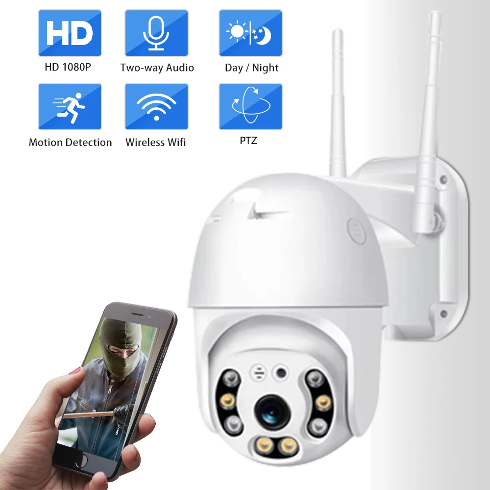 Наружная беспроводная скоростная купольная IP камера SDETER PTZ 1080P Wi Fi ночное видение