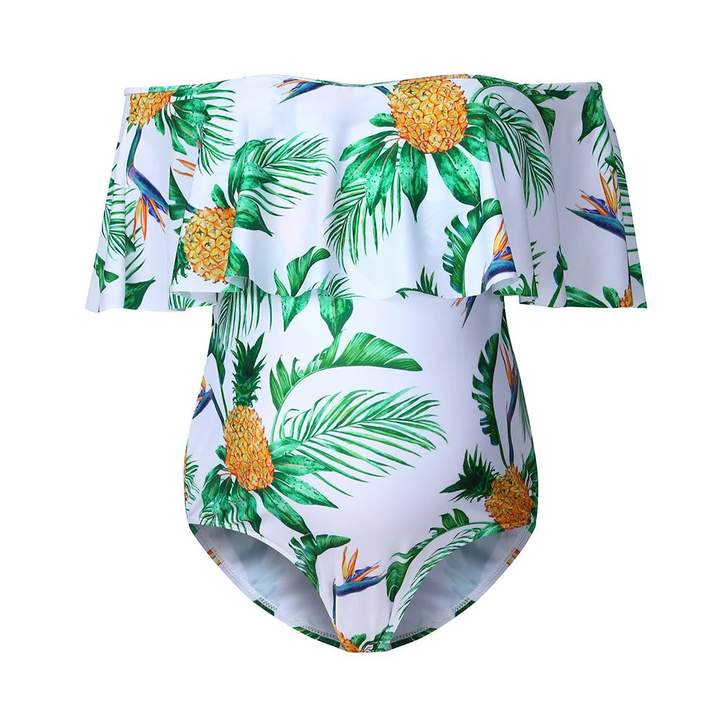 Танкини для беременных женщин с принтом листьев бикини купальник оборками