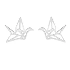 Cерьги Оригами журавль простой и изящный круглый вырез сделают вас более тысячи бумажных кранов необычные серьги-гвоздики, темпераментные ювелирные изделия Аксессуары подарок для женщин