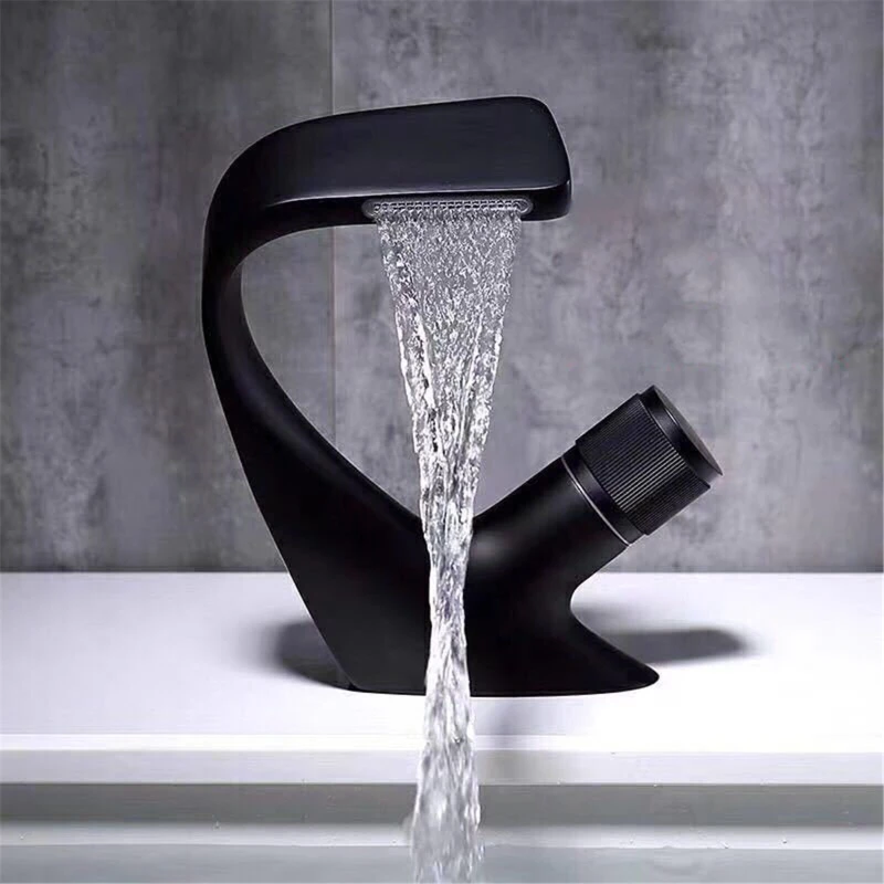 

Black Chrome Finish Bathroom Faucet, Sink Faucets, Hot & Cold Water Mixer Faucet, Single Hole,Shipping