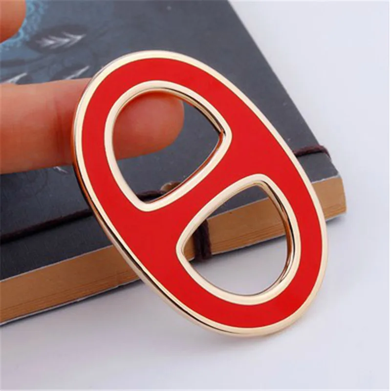 

New Simple Enamel Brooch Women H Shawl Ring Clip Scarves Fastener Silk Scarf Buckle Brooch Clothes Jewelry Female Fashion Gift
