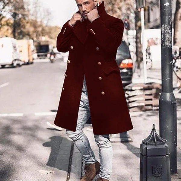 

Men's Woolen Coat 2021 Autumn New Long Sleeve Men's Woolen Coats Large Size Winter Slim Long Trench Fashion Wild Men's Jacket