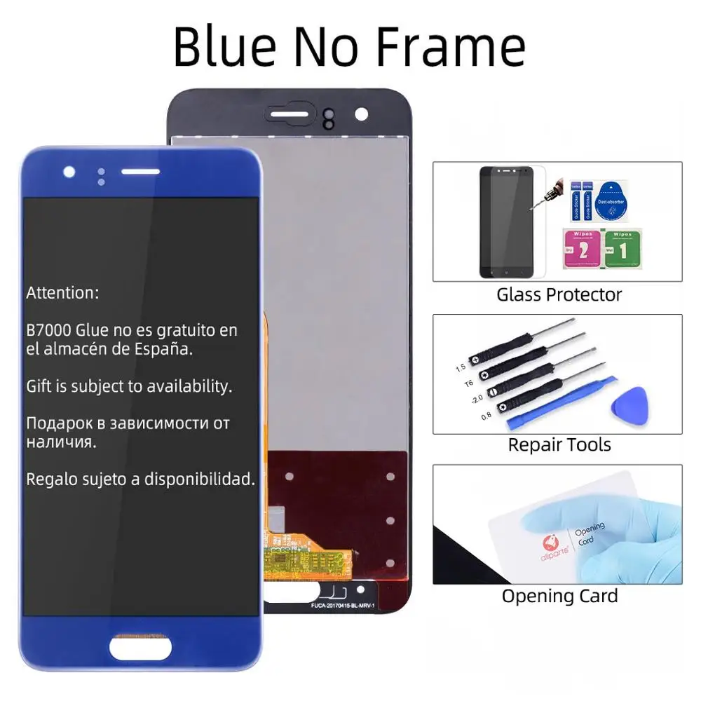 Дисплей для huawei Honor 9 STF-L09 STF-AL10 STF-AL00 ЖК дисплей с сенсорной панелью с рамкой Digitizer assembly Honor 9 ЖК-дисплей Дисплей - Цвет: Blue No Frame